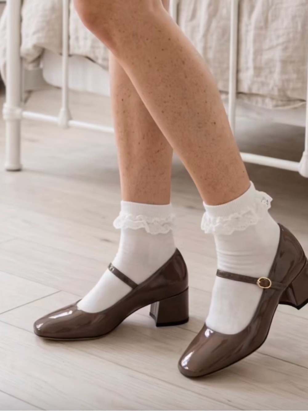 Franco Sarto Patent Mary Jane Block Heels in Brown 8.5